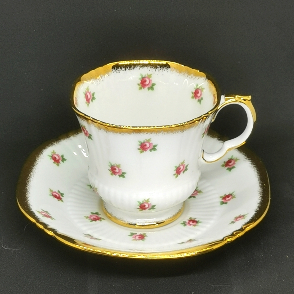 Royal Adderley Bone China Heavy Gold Trim Rosebud Cup And Saucer